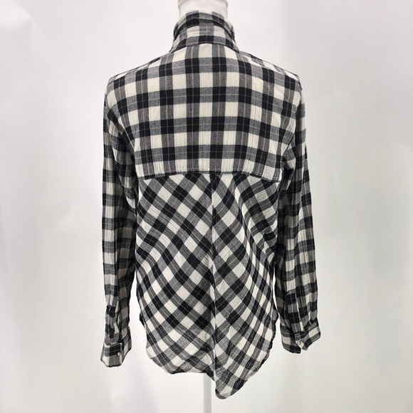 Free People Gauzy Plaid Lace Up Button Down Top S - Picture 4 of 8